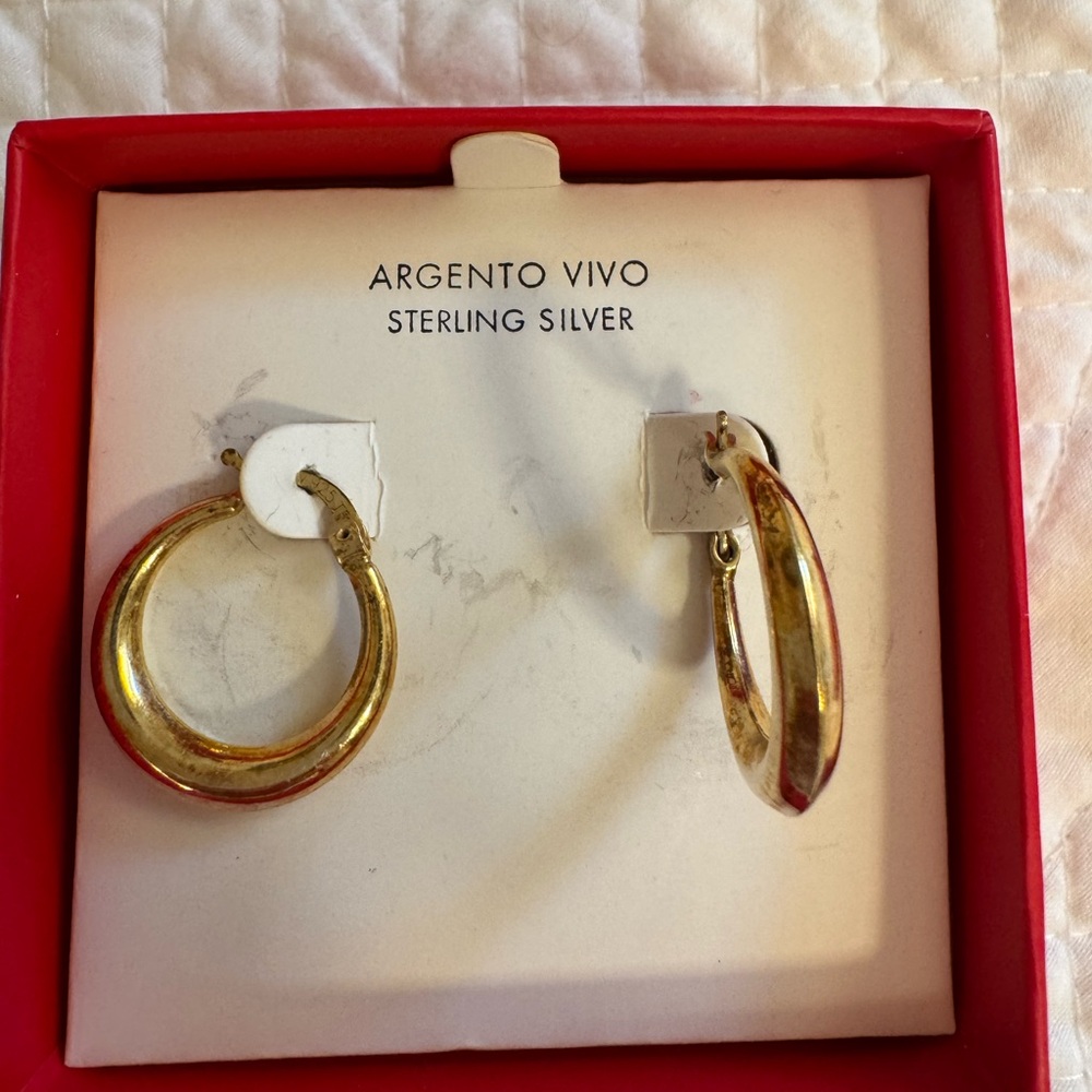 Argento Vivo Gold and Red Hoop Earrings